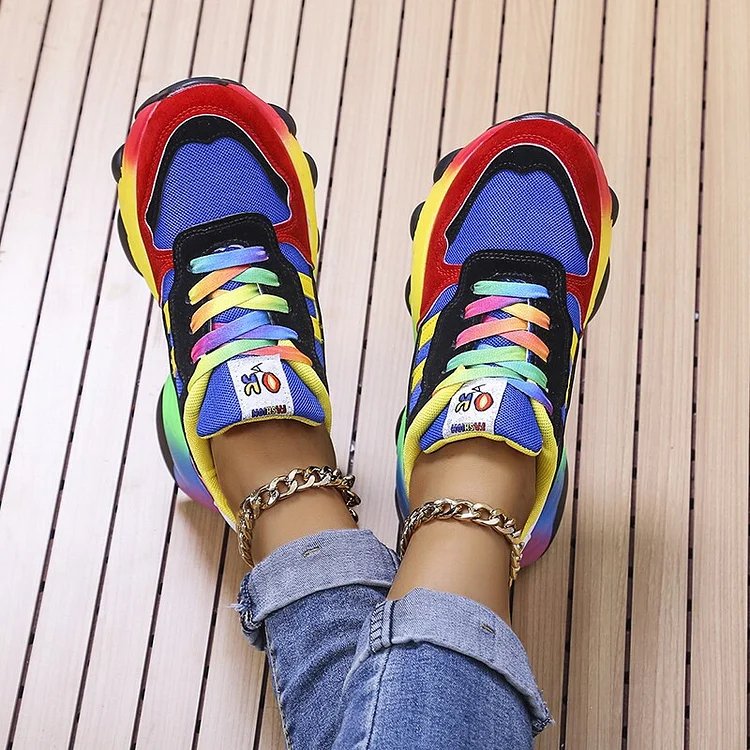 Charlotte™ – Regnbue Snøring Plattform Sneakers