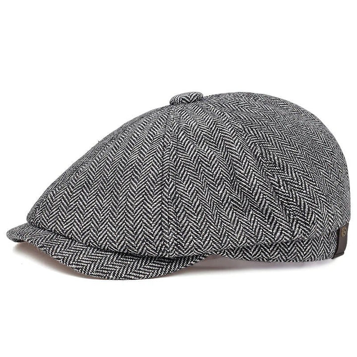 David™ – Herringbone Newsboy Caps med Knappekrone