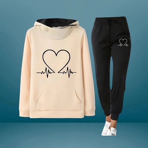 HeartBeat™ – Hettegenser med hjerteprint og loungewear-sett