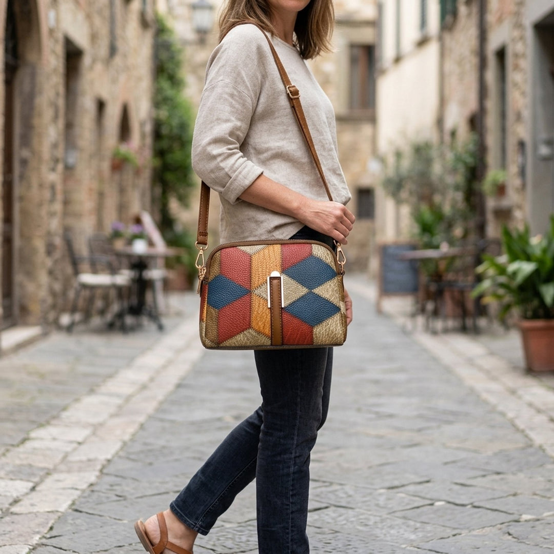 Grete™ – Patchwork crossover-veske med glidelås