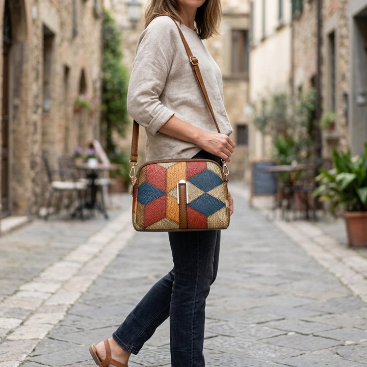 Grete™ – Patchwork crossover-veske med glidelås