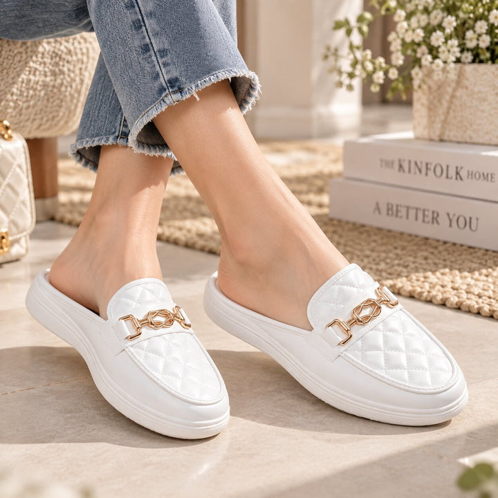 Laila™ – Vatterte Kjede Pute Loafers Mules
