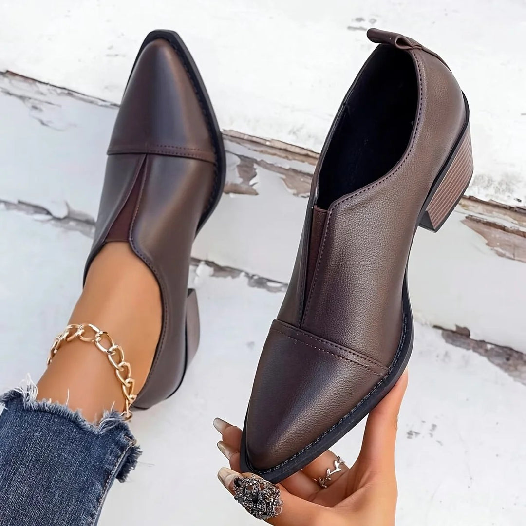 Rebecca™ – Spiss tå blokkhelt loafers