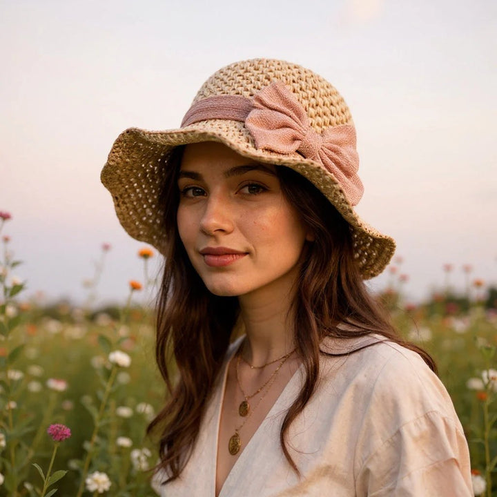 Valentina™ – Håndlaget Solhatt med Elegant Sløyfedetalj