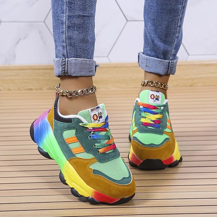 Charlotte™ – Regnbue Snøring Plattform Sneakers