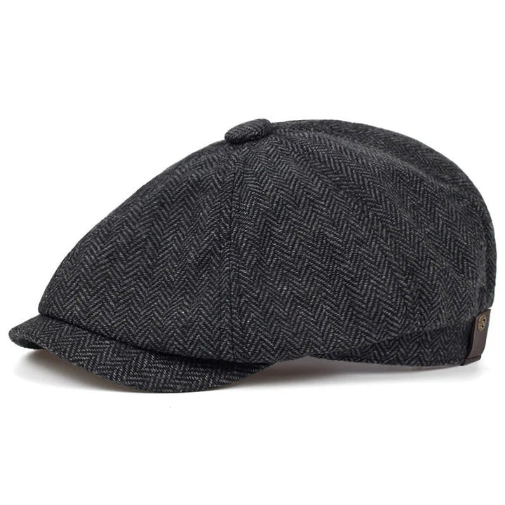 David™ – Herringbone Newsboy Caps med Knappekrone