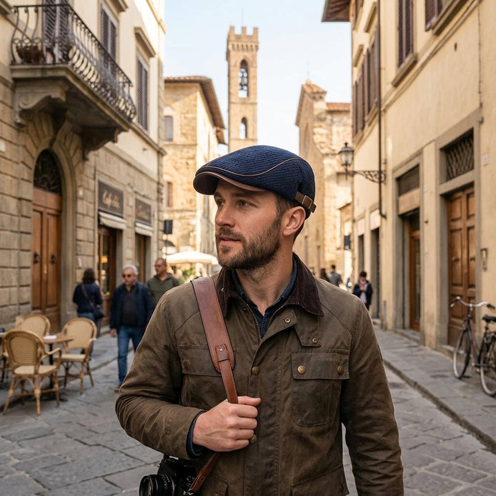 Nelly™ – Justerbar Strikket Flat Cap med Kontrastkant