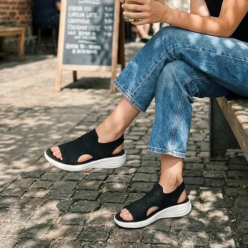 Mathea™ – Pustende Strikkede Platå Sandaler