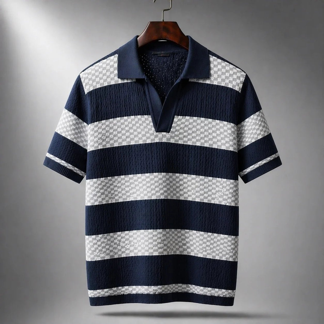 Leo™ – Åpen Krage Teksturert Strikke Polo Shirt