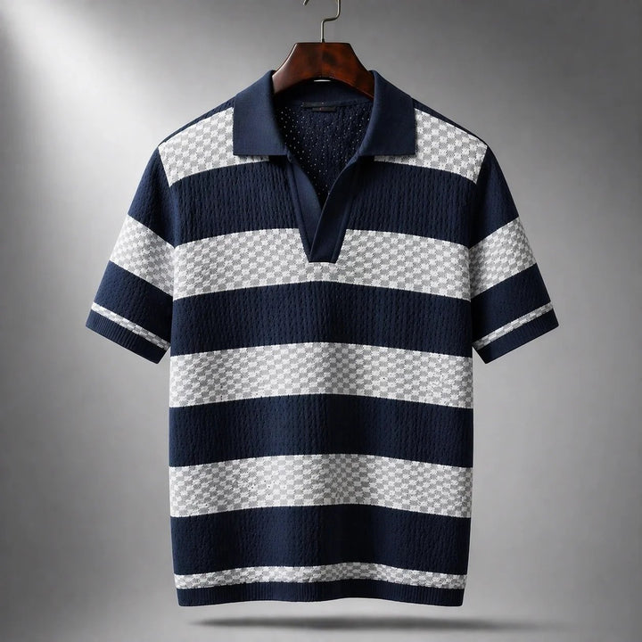 Leo™ – Åpen Krage Teksturert Strikke Polo Shirt