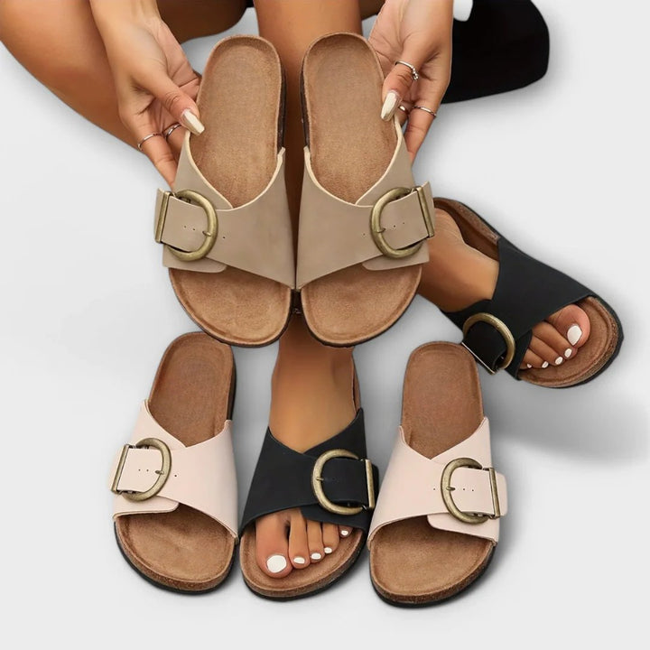 Erika™ – Ortopediske Buckle Strap Sandaler med Korksåle