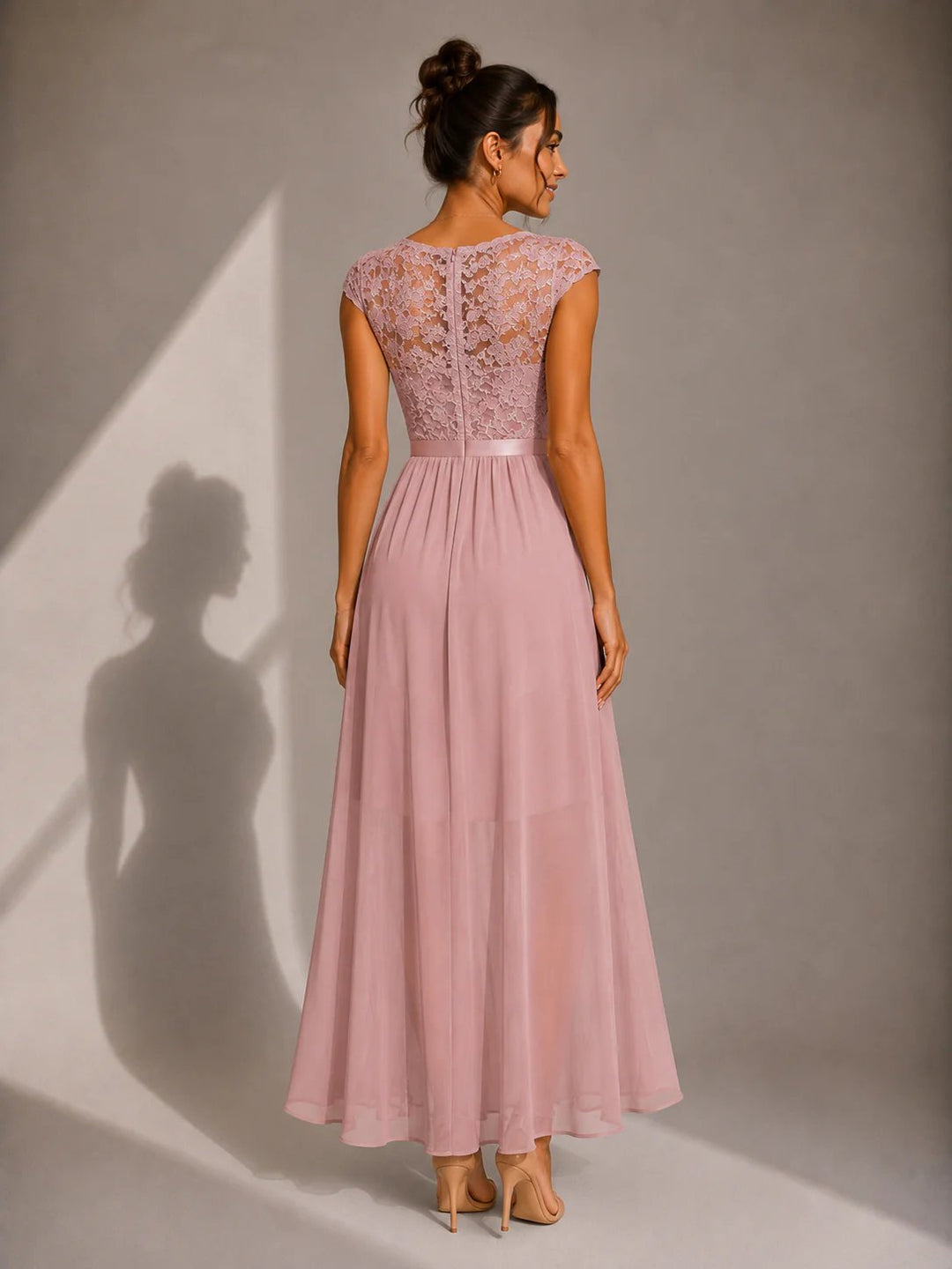 Kiana™ – Lace Bodice Asymmetrical High Low Maxi Dress