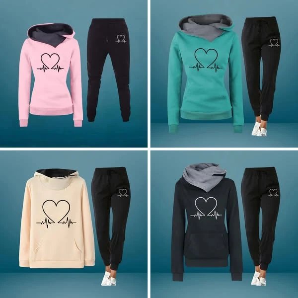 HeartBeat™ – Hettegenser med hjerteprint og loungewear-sett