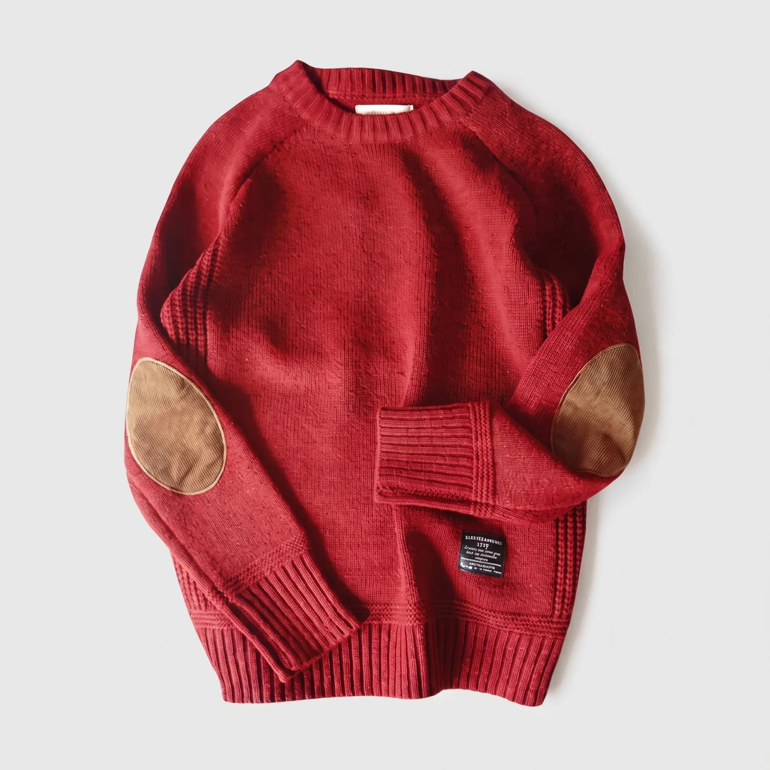 Lucas™ – Ribbete Crewneck Genser med Albuelapper