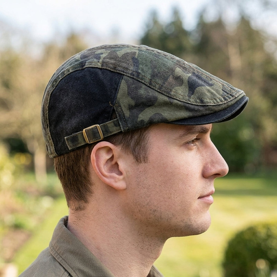 Finn™ – Justerbar Flat Cap med Messingspenne