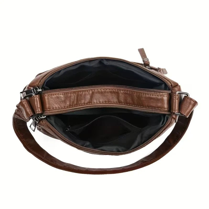 Kaia™ – Multi Zip Kompartment Vegansk Crossbody Veske