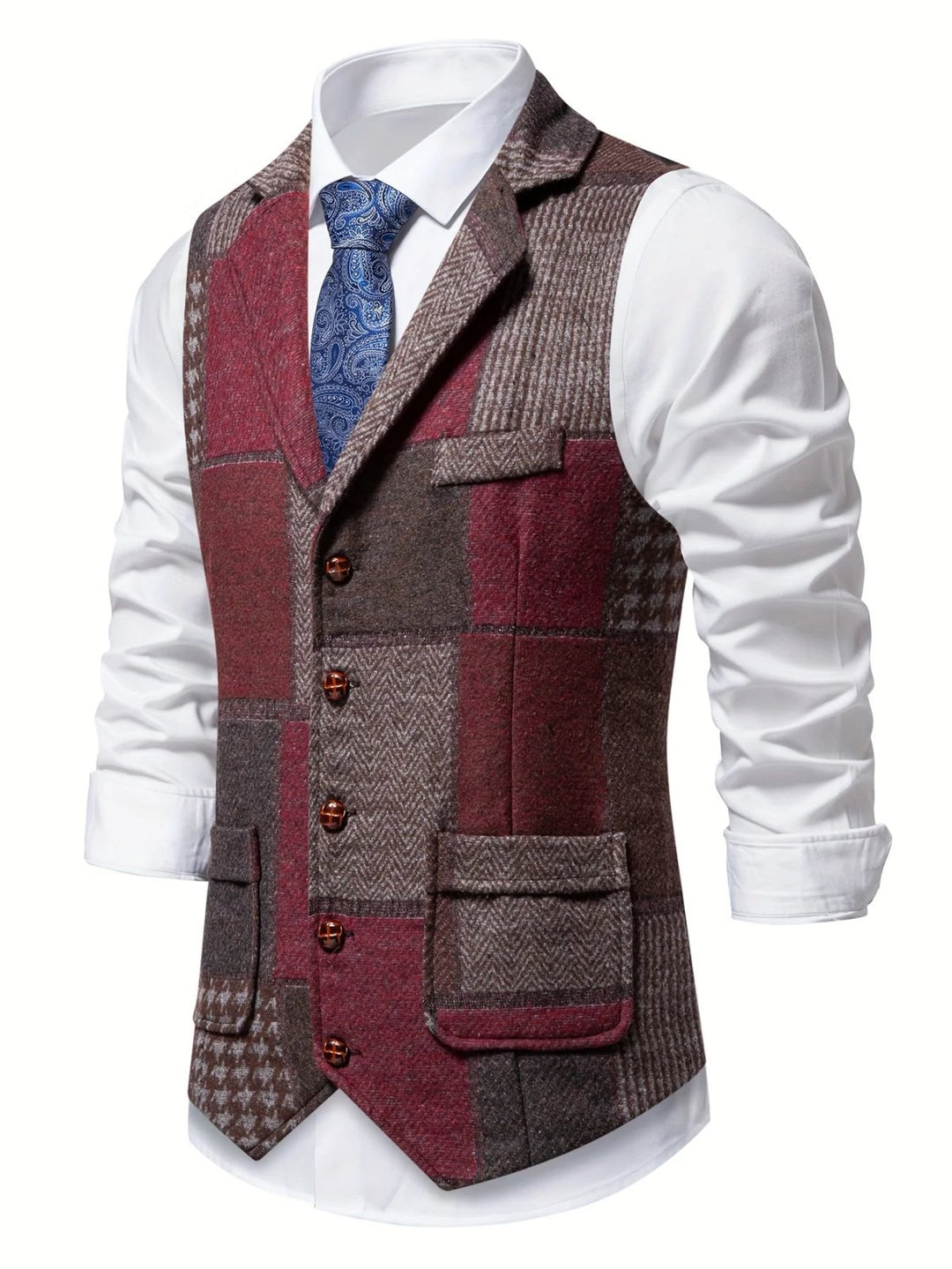 Andreas™ – Småknapp-Front Lappeteppe Quiltet Vest
