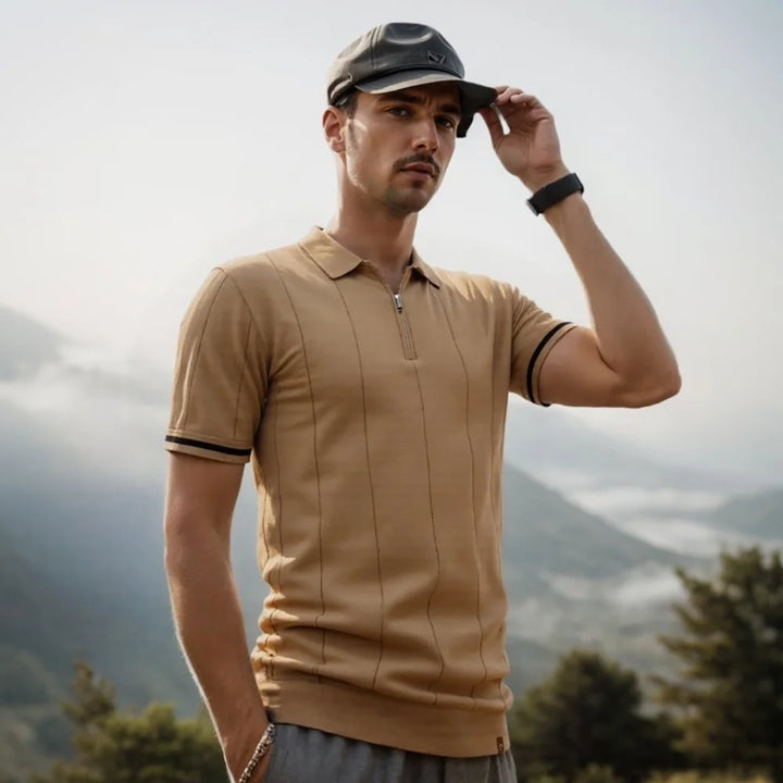 Maxim™ – Ribbete Quarter Zip Polo Shirt