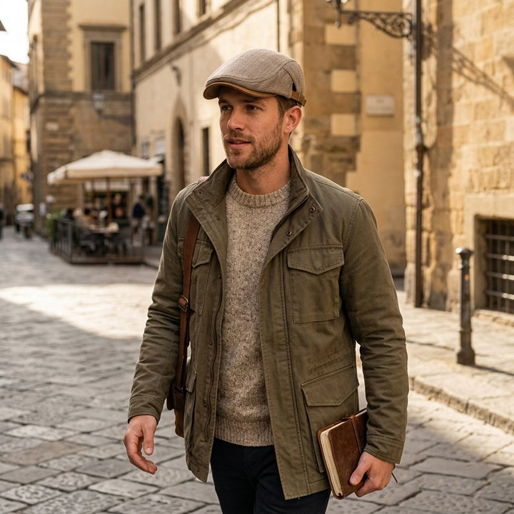 Emil™ – Herringbone Justerbar Flat Cap