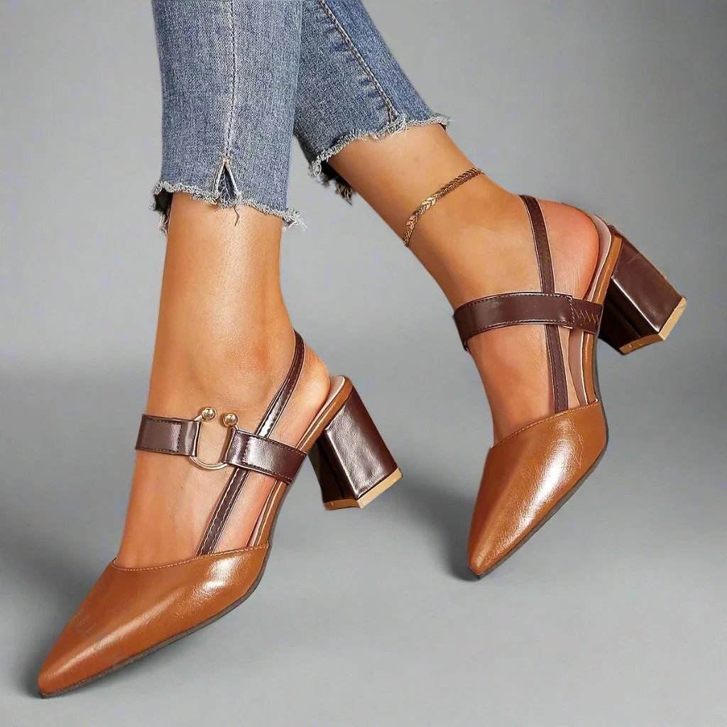 Grete™ – Spiss Slingback Blokkhæl Pumps