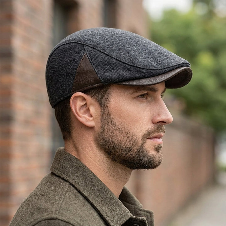 Johan™ – Strukturert Panel Flat Cap med Kontrasterende Detaljer