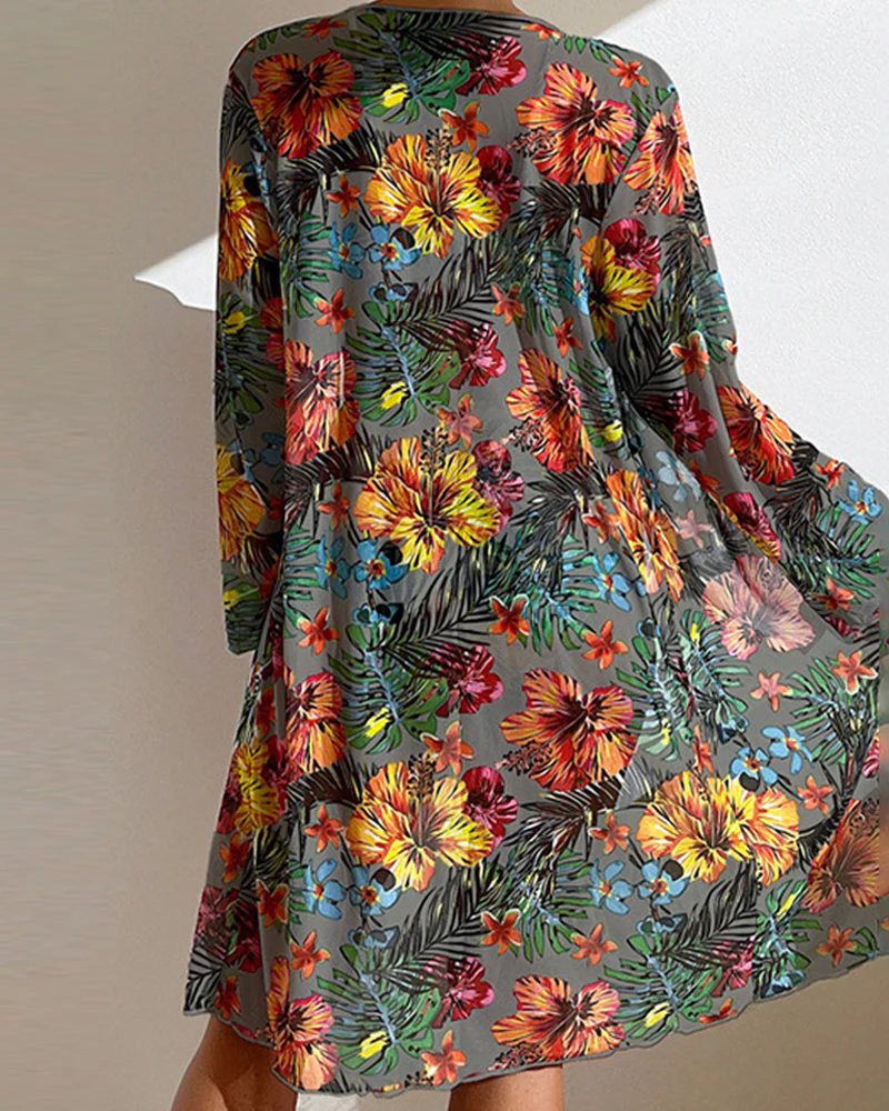 Runa™ – Blomstertrykk Bikini Sett med Cover-Up