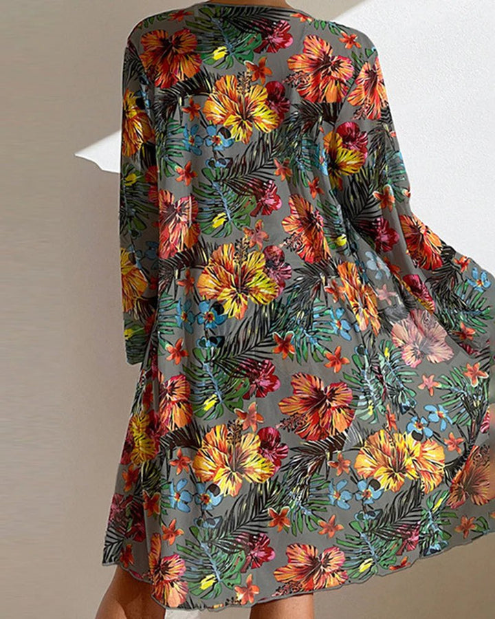 Runa™ – Blomstertrykk Bikini Sett med Cover-Up