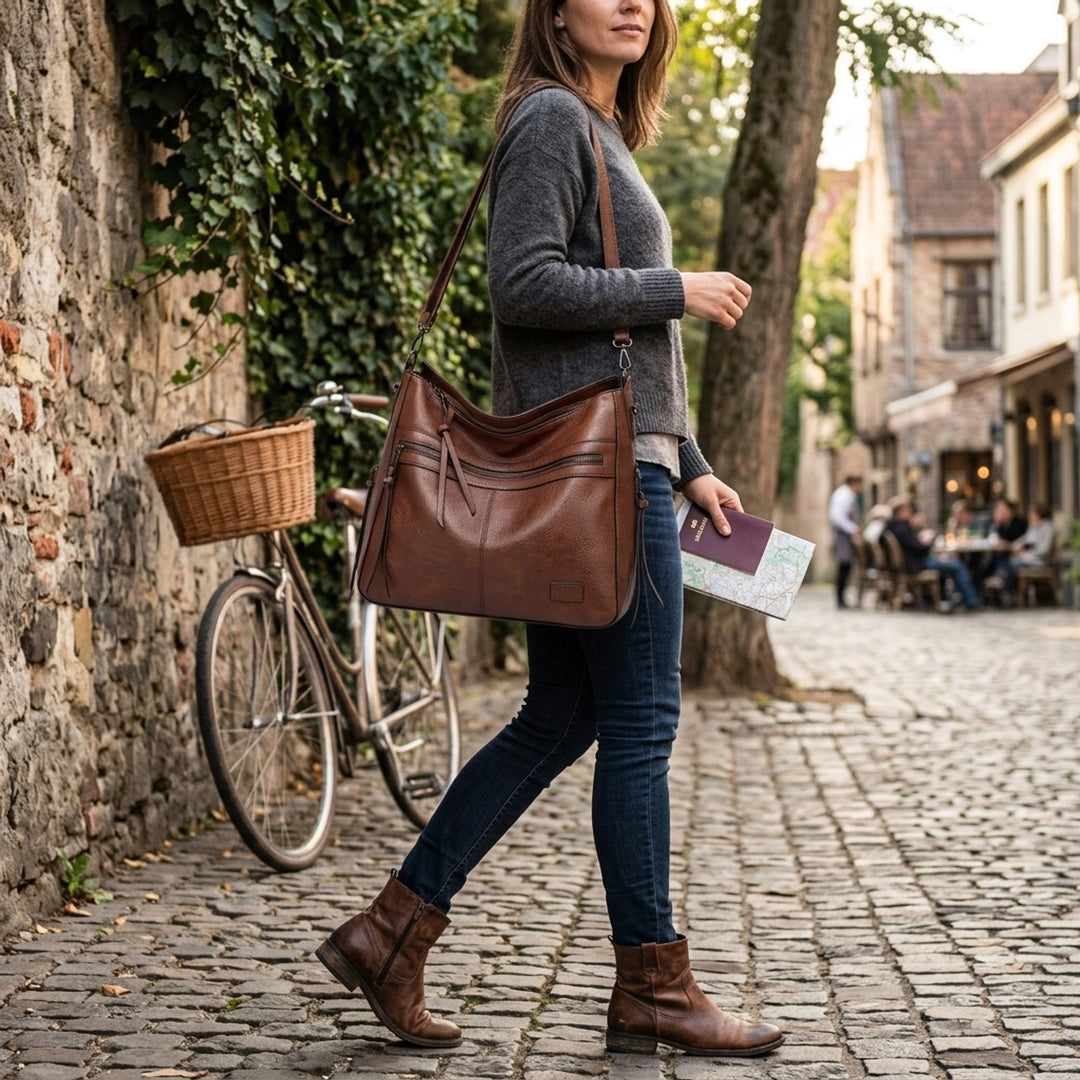 Grethe™ – Multi Glidelås Lomme Crossbody Skulderveske