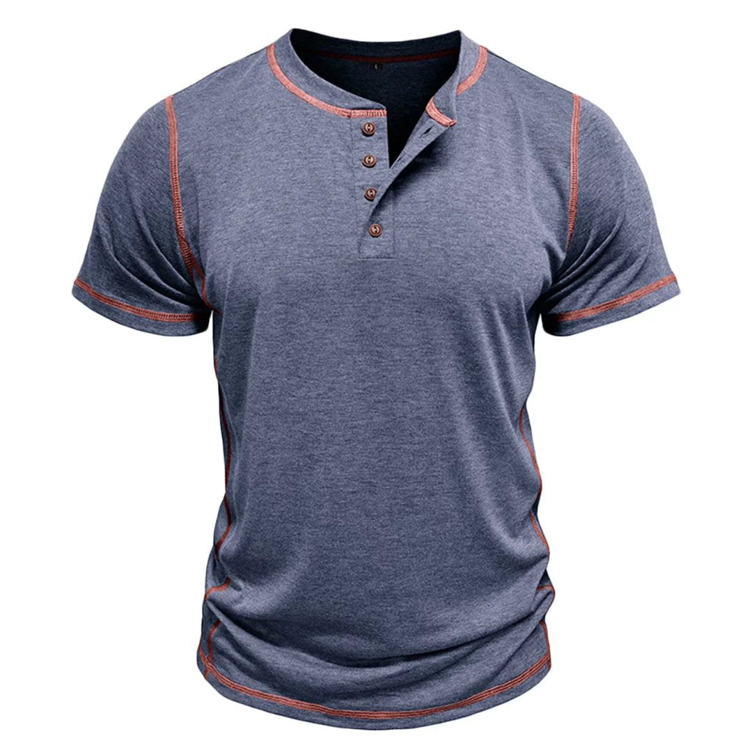 Tobias™ – T-skjorte med kontrastsøm og Henley-design