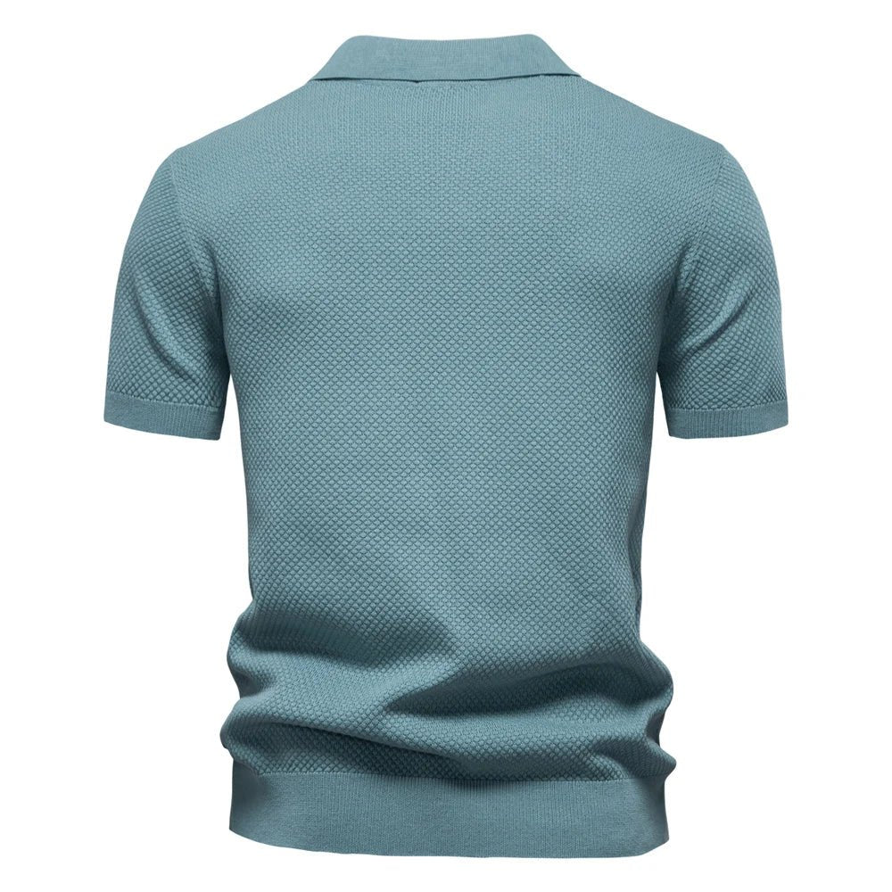 Hugo™ – | Strukturert Strikket Polo med Åpen Krage
