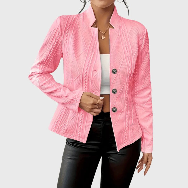 Serena™ – Teksturet Blazer med Knapp-fremme og Tett Passform