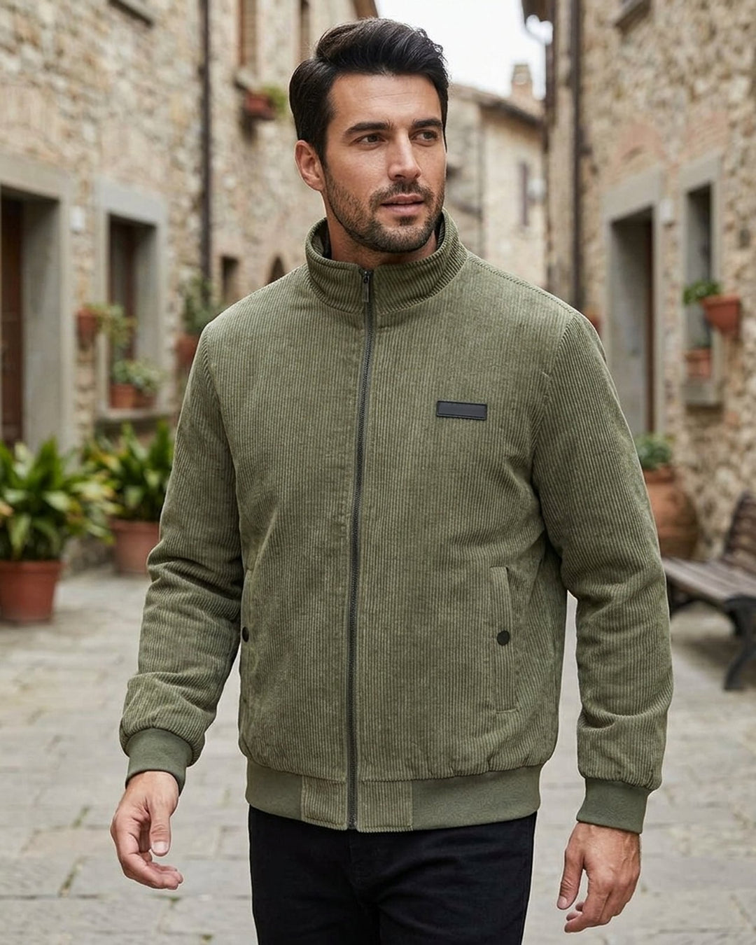 Benjamin™ – Fleece-fôret Ribbete Jakke med Stående Krage