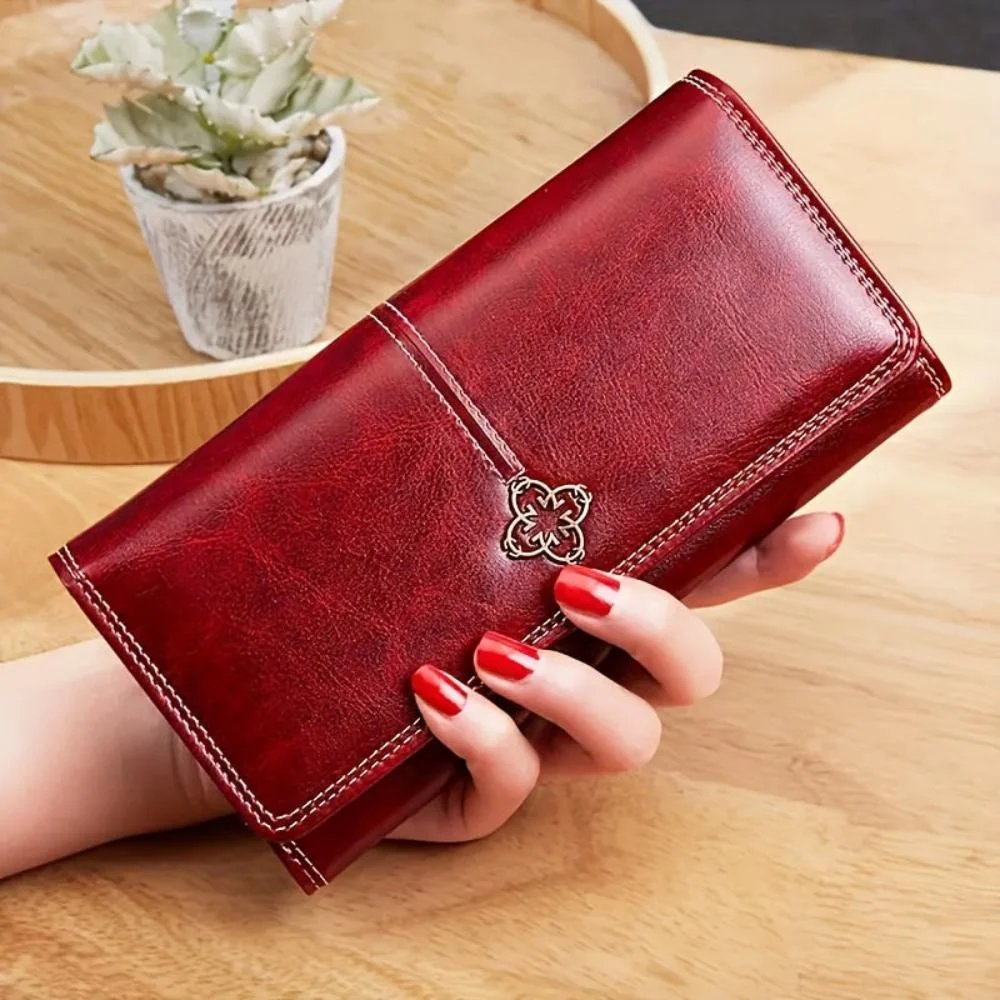 Victoria™ – Ekte skinn tri-fold lommebok med dekorativt hardware