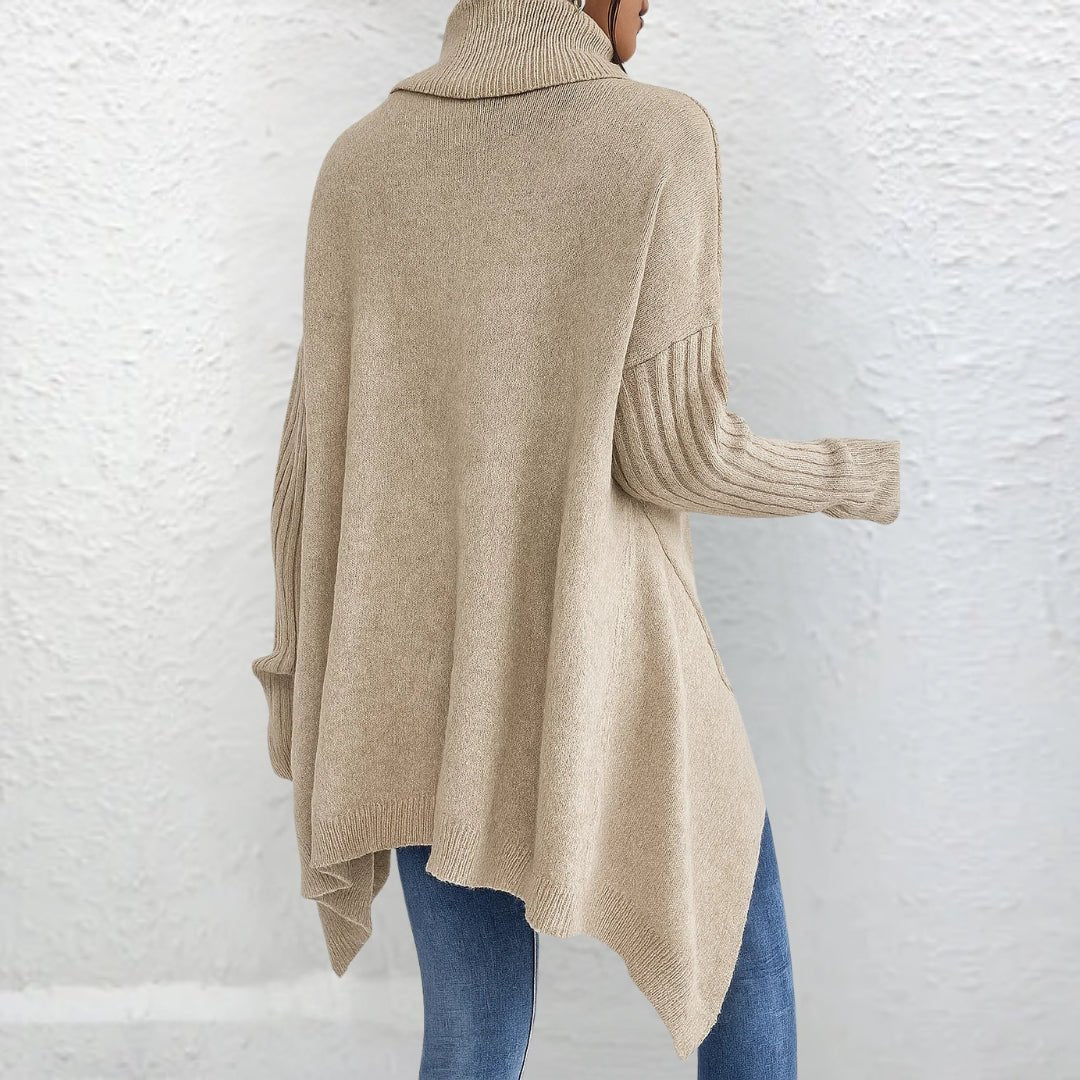 Maud™ – Oversized høyhalset genser med høy/lav design
