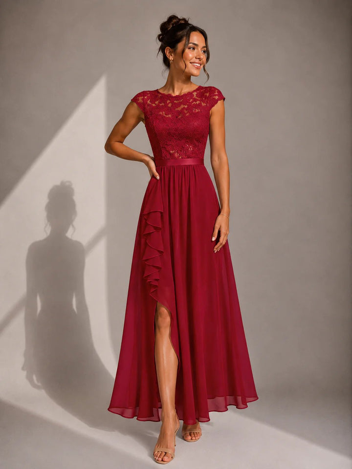 Kiana™ – Lace Bodice Asymmetrical High Low Maxi Dress