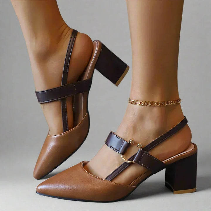 Grete™ – Spiss Slingback Blokkhæl Pumps
