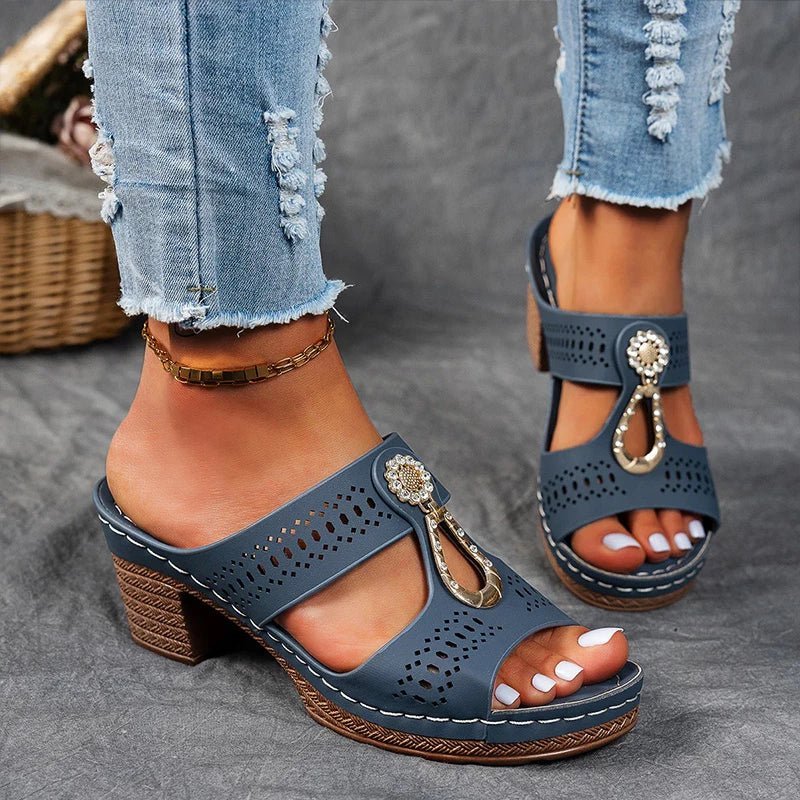 Emma-sofie™ – Perforerte Blokkhæls Orthopediske Sandaler