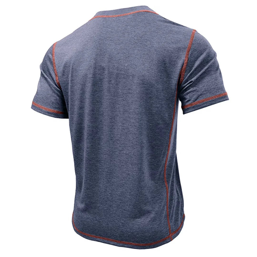 Tobias™ – T-skjorte med kontrastsøm og Henley-design
