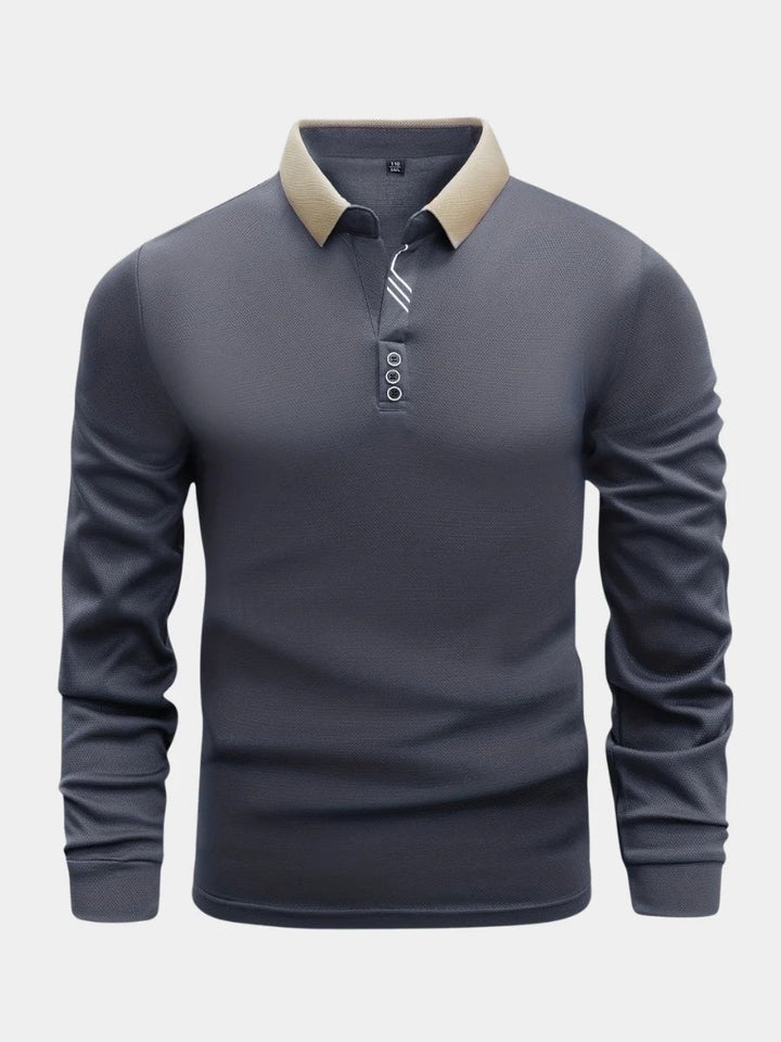 Casper™ – Langermet Polo Skjorte med Kontrasterende Krage