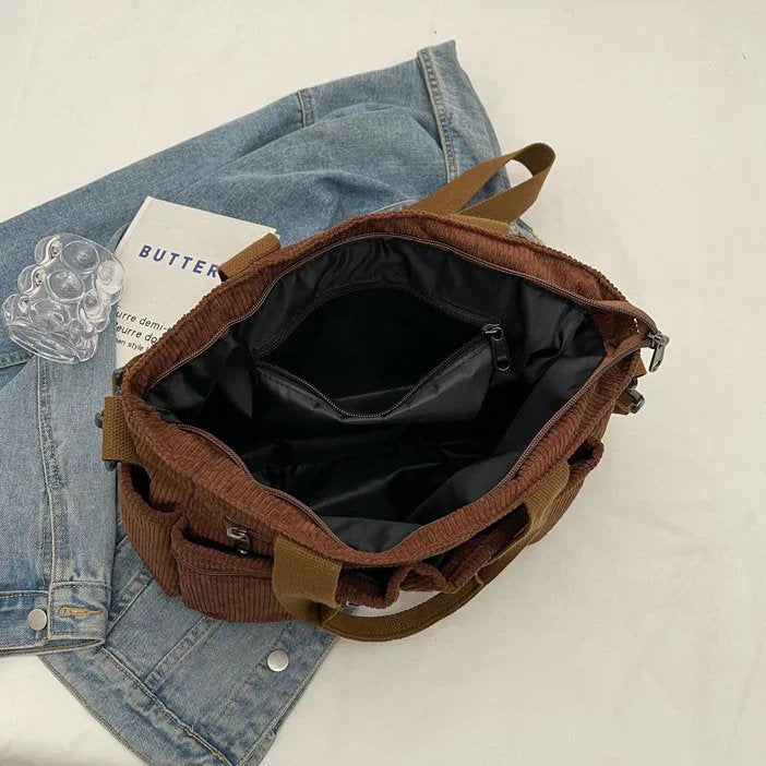 Michelle™ – Funksjonell Ribbete Tote Bag med Lommer