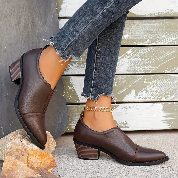 Rebecca™ – Spiss tå blokkhelt loafers