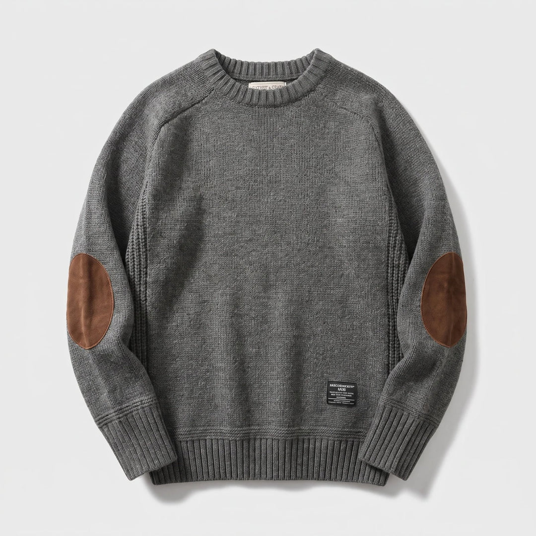 Lucas™ – Ribbete Crewneck Genser med Albuelapper