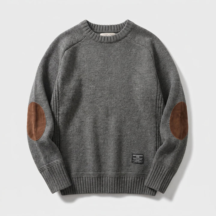 Lucas™ – Ribbete Crewneck Genser med Albuelapper