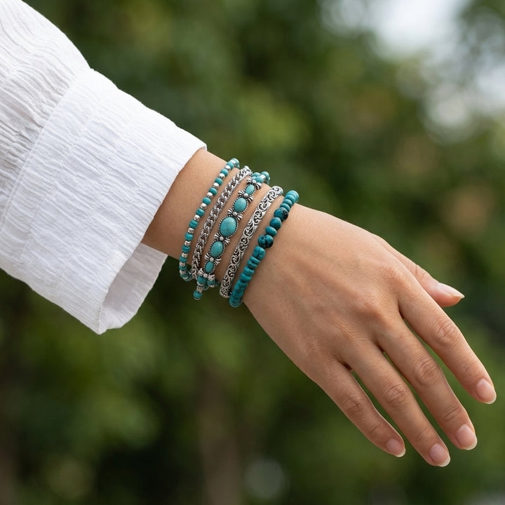 Esme™ – Boho Turkis Perle Stable Armbåndsett