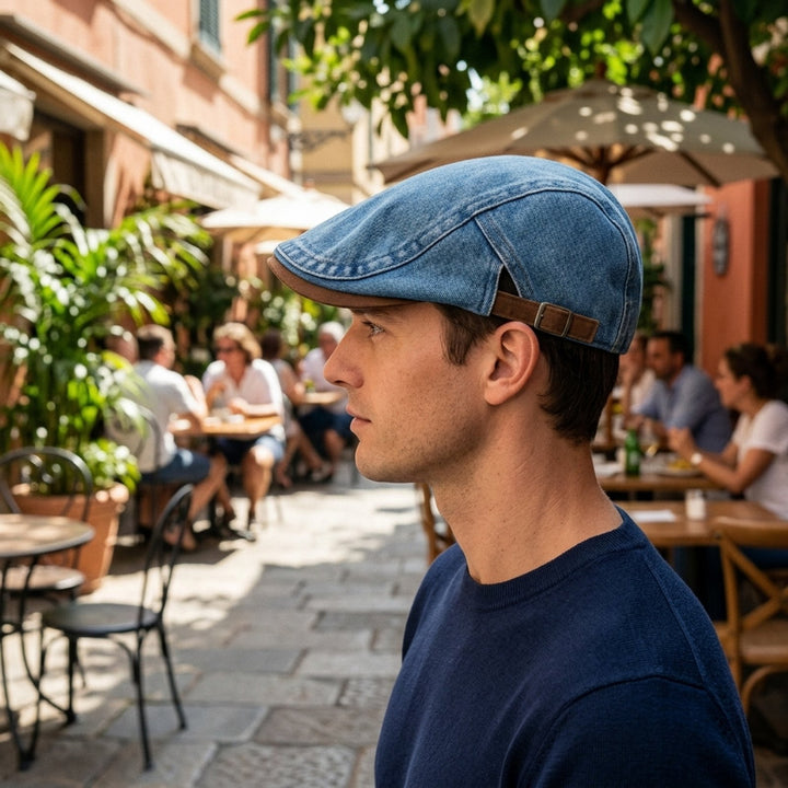 Inger™ – Denim Flat Cap med Komfortabel Passform