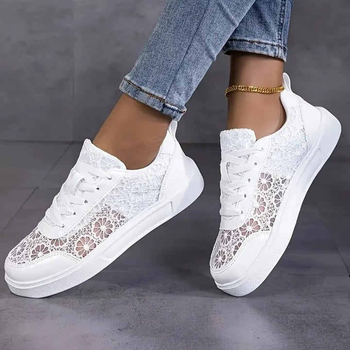 Flora™ – Blomstrete Spise Lisse Opp Plattform Sneakers