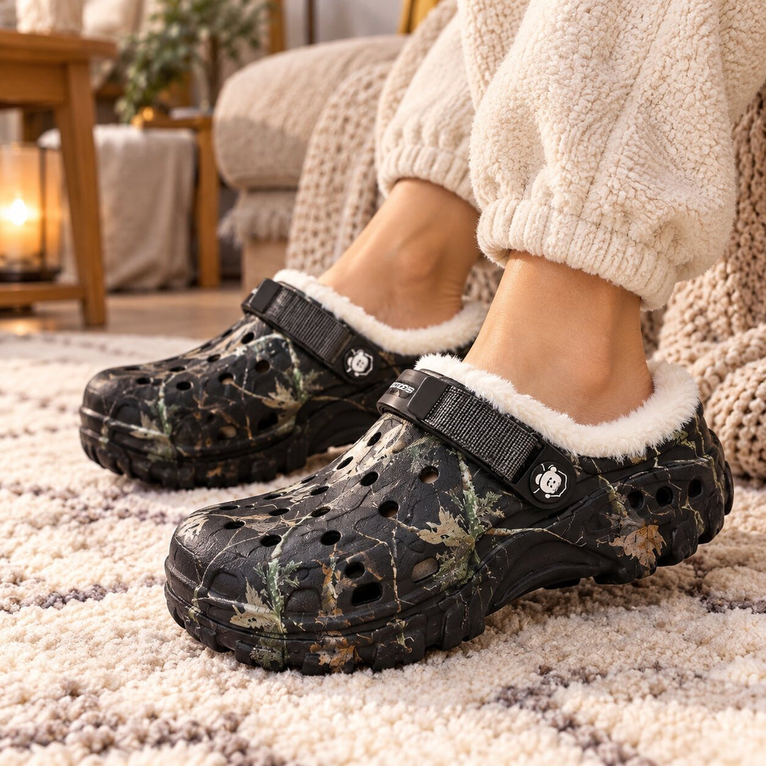 Olav™ – Pelsforede camo clogs klikkere med justerbar stropp