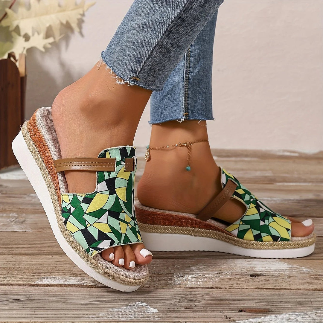 Elena™ – Boho Trykte Plattform Sandlettinger