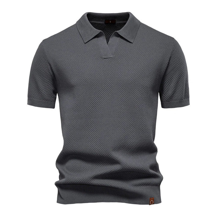 Liam™ – Strukturert Strikket Polo med Åpen Krage