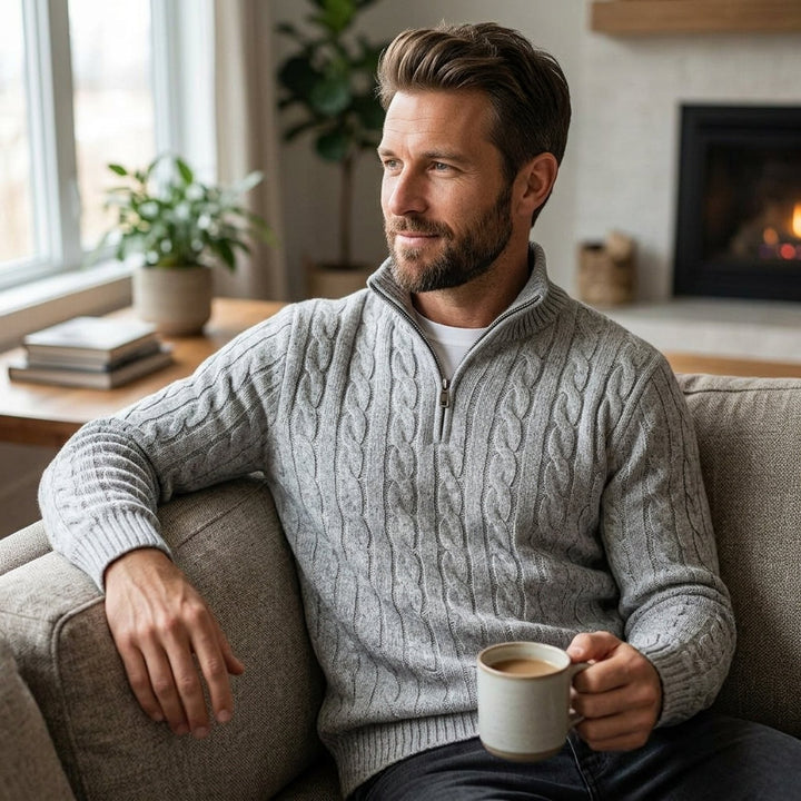 Leon™ – Kabelstrikket Half Zip Genser